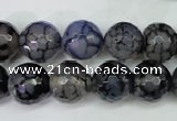 CAG5229 15 inches 12mm faceted round fire crackle agate beads