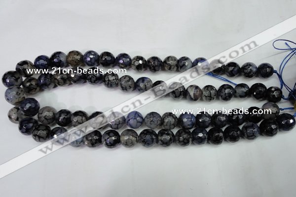 CAG5229 15 inches 12mm faceted round fire crackle agate beads