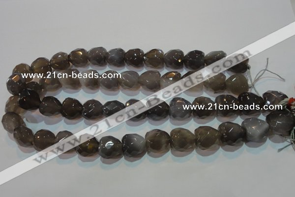 CAG5268 15.5 inches 16*16mm faceted heart Brazilian grey agate beads