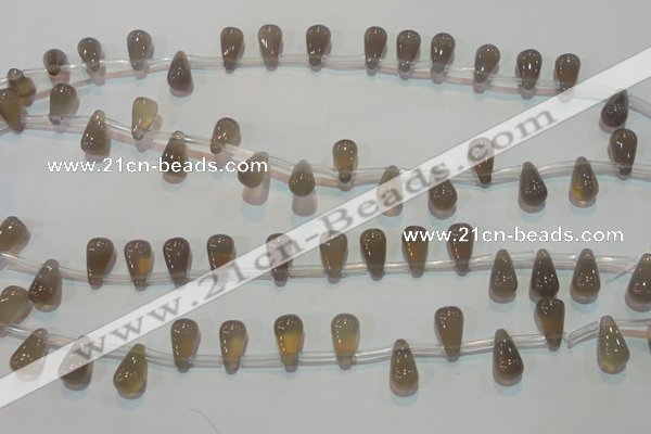 CAG5270 Top-drilled 6*11mm teardrop Brazilian grey agate beads
