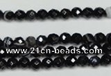 CAG5271 15.5 inches 4mm faceted round black line agate beads