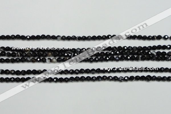 CAG5271 15.5 inches 4mm faceted round black line agate beads