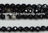 CAG5272 15.5 inches 6mm faceted round black line agate beads