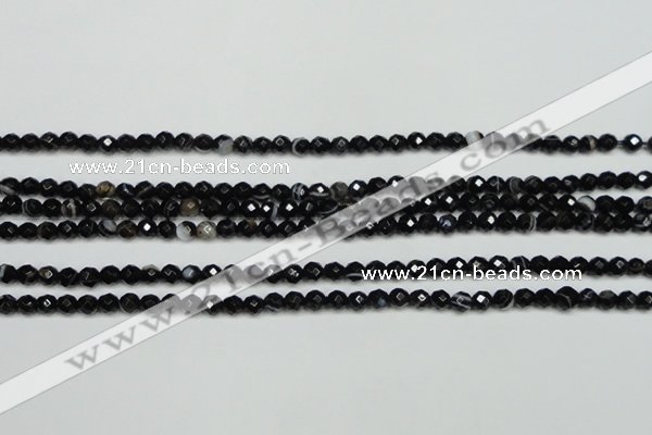 CAG5272 15.5 inches 6mm faceted round black line agate beads