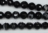 CAG5273 15.5 inches 8mm faceted round black line agate beads