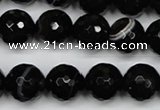 CAG5275 15.5 inches 12mm faceted round black line agate beads