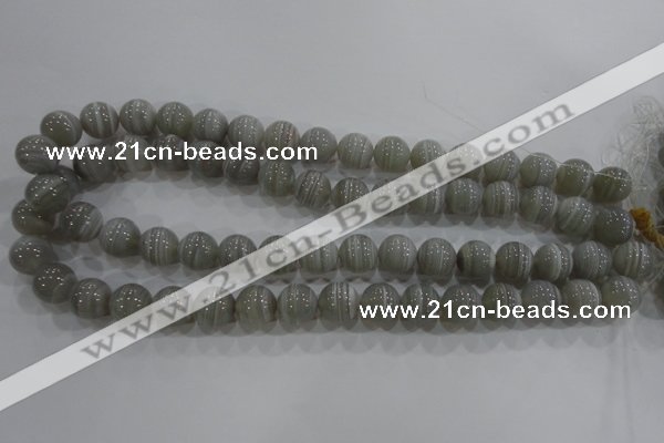 CAG5323 15.5 inches 12mm round grey line agate beads wholesale