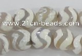 CAG5331 15.5 inches 12mm faceted round tibetan agate beads wholesale