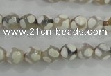 CAG5333 15.5 inches 8mm faceted round tibetan agate beads wholesale