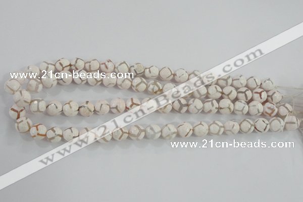 CAG5334 15.5 inches 10mm faceted round tibetan agate beads wholesale