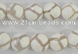 CAG5335 15.5 inches 12mm faceted round tibetan agate beads wholesale