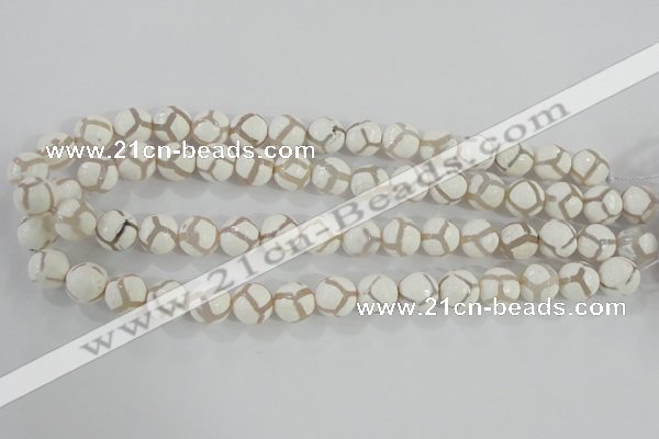 CAG5335 15.5 inches 12mm faceted round tibetan agate beads wholesale