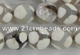 CAG5336 15.5 inches 14mm faceted round tibetan agate beads wholesale