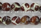 CAG5340 15.5 inches 12mm faceted round tibetan agate beads wholesale