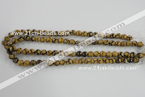 CAG5343 15.5 inches 8mm faceted round tibetan agate beads wholesale