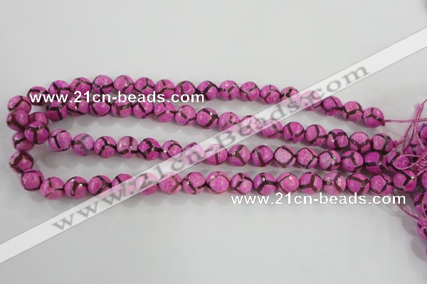 CAG5348 15.5 inches 10mm faceted round tibetan agate beads wholesale