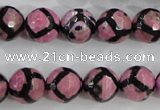 CAG5349 15.5 inches 12mm faceted round tibetan agate beads wholesale