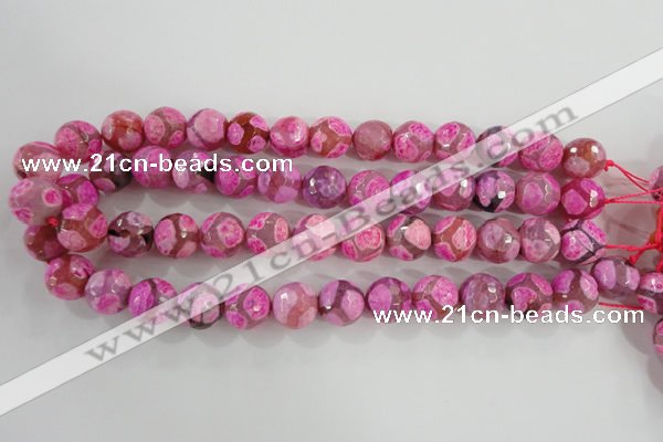 CAG5351 15.5 inches 14mm faceted round tibetan agate beads wholesale