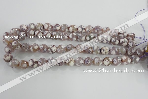 CAG5354 15.5 inches 12mm faceted round tibetan agate beads wholesale