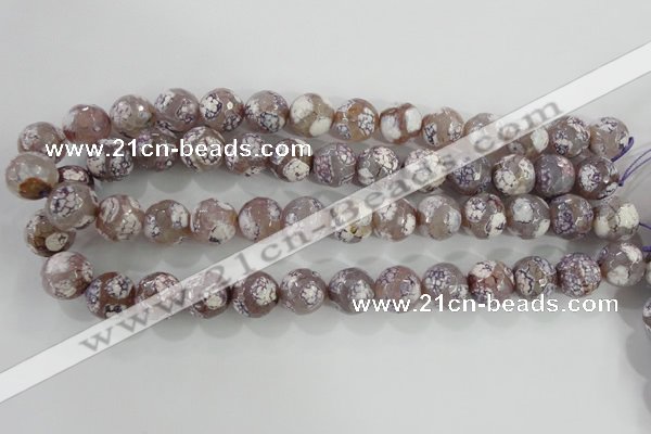 CAG5355 15.5 inches 14mm faceted round tibetan agate beads wholesale