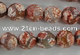 CAG5359 15.5 inches 12mm faceted round tibetan agate beads wholesale