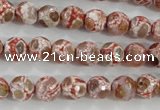 CAG5361 15.5 inches 8mm faceted round tibetan agate beads wholesale