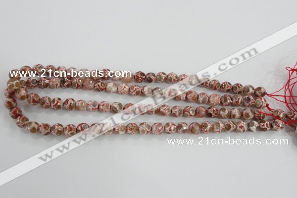 CAG5361 15.5 inches 8mm faceted round tibetan agate beads wholesale