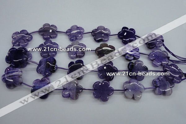 CAG5392 15.5 inches 24mm carved flower dragon veins agate beads