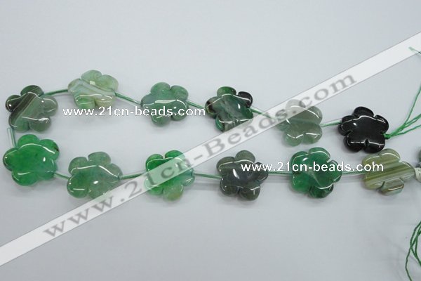 CAG5395 15.5 inches 24mm carved flower dragon veins agate beads