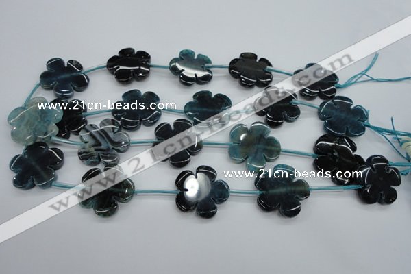 CAG5399 15.5 inches 26mm – 28mm carved flower dragon veins agate beads