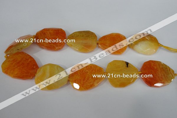 CAG5486 15.5 inches 30*35mm – 35*40mm faceted freeform agate beads