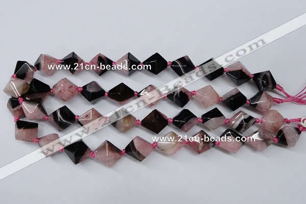 CAG5496 15.5 inches 18*18mm faceted bicone agate gemstone beads