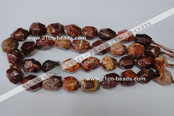 CAG5517 15.5 inches 18*22mm faceted nuggets agate gemstone beads