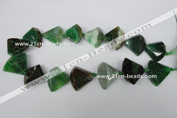 CAG5579 15 inches 22*30mm faceted triangle dragon veins agate beads