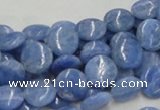 CAG558 16 inches 10mm flat round blue agate gemstone beads wholesale