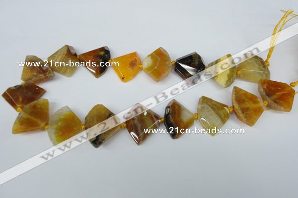 CAG5580 15 inches 20*30mm faceted triangle dragon veins agate beads