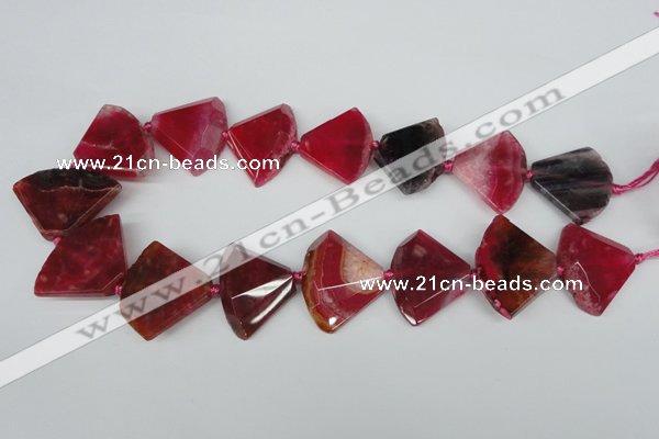 CAG5582 15 inches 25*32mm faceted triangle dragon veins agate beads