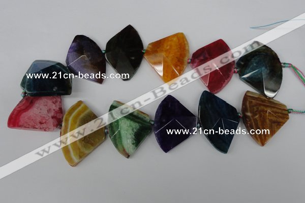 CAG5589 15 inches 30*42mm faceted triangle dragon veins agate beads