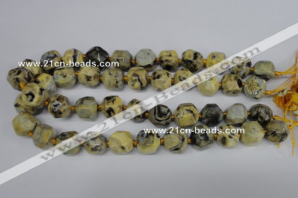 CAG5599 15 inches 15mm faceted nuggets agate gemstone beads