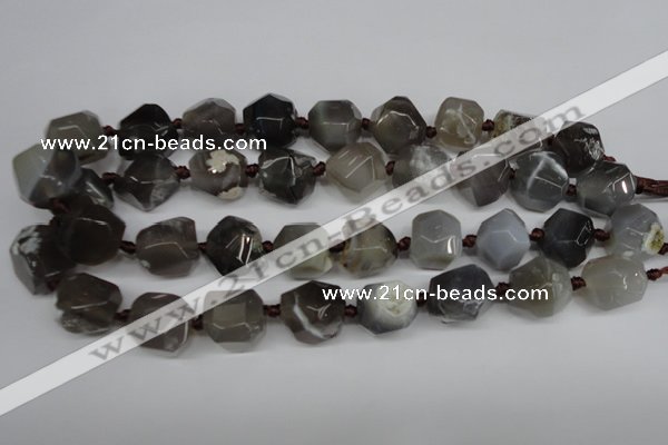 CAG5614 15 inches 18mm faceted nuggets agate gemstone beads