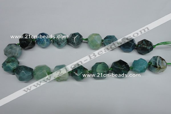 CAG5616 15 inches 20mm faceted nuggets agate gemstone beads