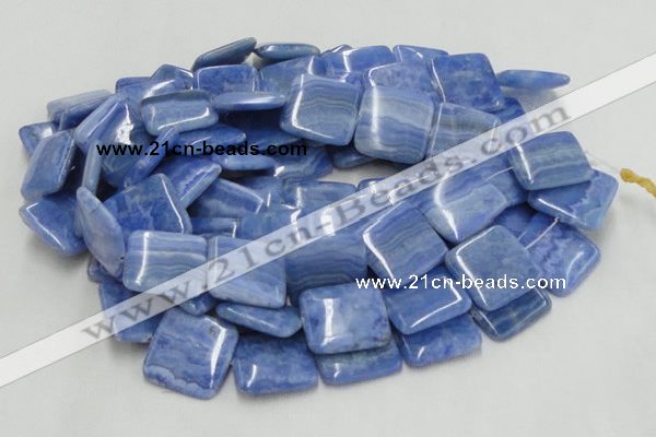 CAG563 16 inches 30*30mm square blue agate gemstone beads wholesale