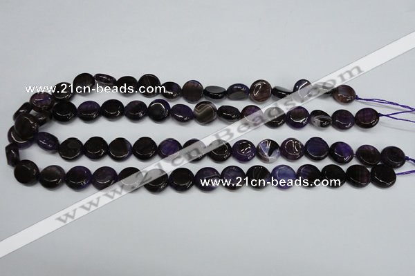 CAG5633 15 inches 12mm flat round dragon veins agate beads