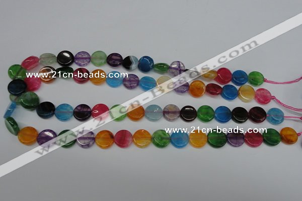 CAG5634 15 inches 12mm flat round dragon veins agate beads