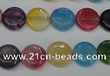 CAG5635 15 inches 12mm flat round dragon veins agate beads