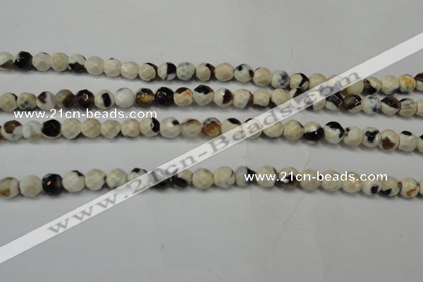 CAG5650 15 inches 4mm faceted round fire crackle agate beads