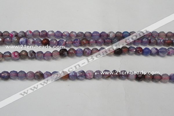 CAG5652 15 inches 4mm faceted round fire crackle agate beads