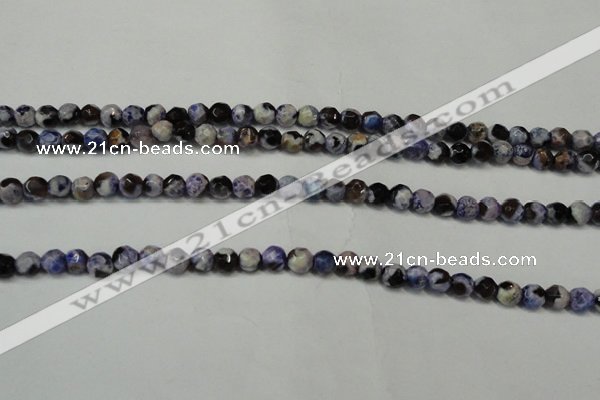 CAG5654 15 inches 4mm faceted round fire crackle agate beads
