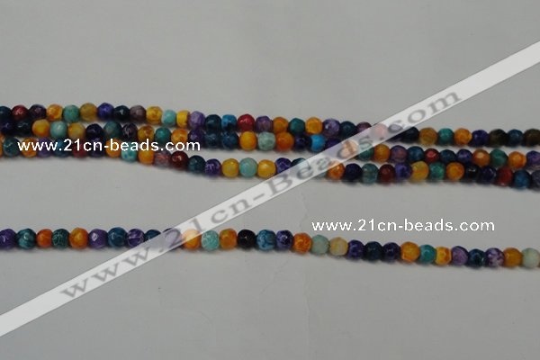 CAG5660 15 inches 4mm faceted round fire crackle agate beads