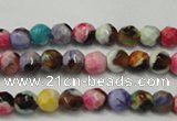 CAG5661 15 inches 4mm faceted round fire crackle agate beads